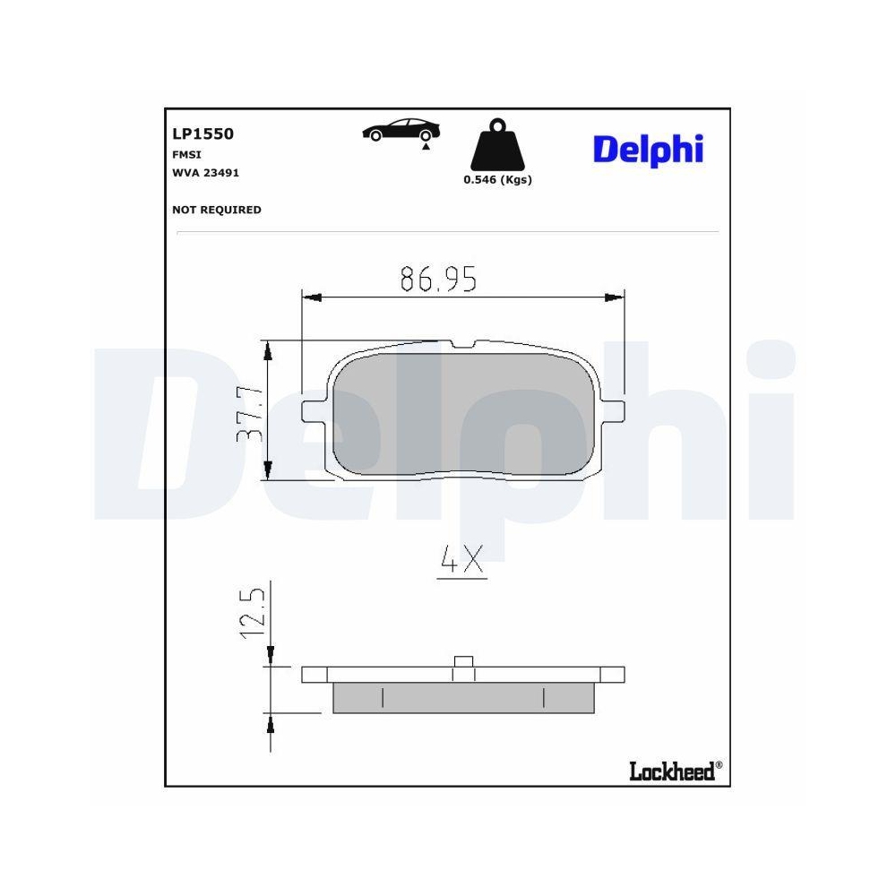 DELPHI LP1550 Bremsbelagsatz, Scheibenbremse f&uuml;r TOYOTA, Hinterachse