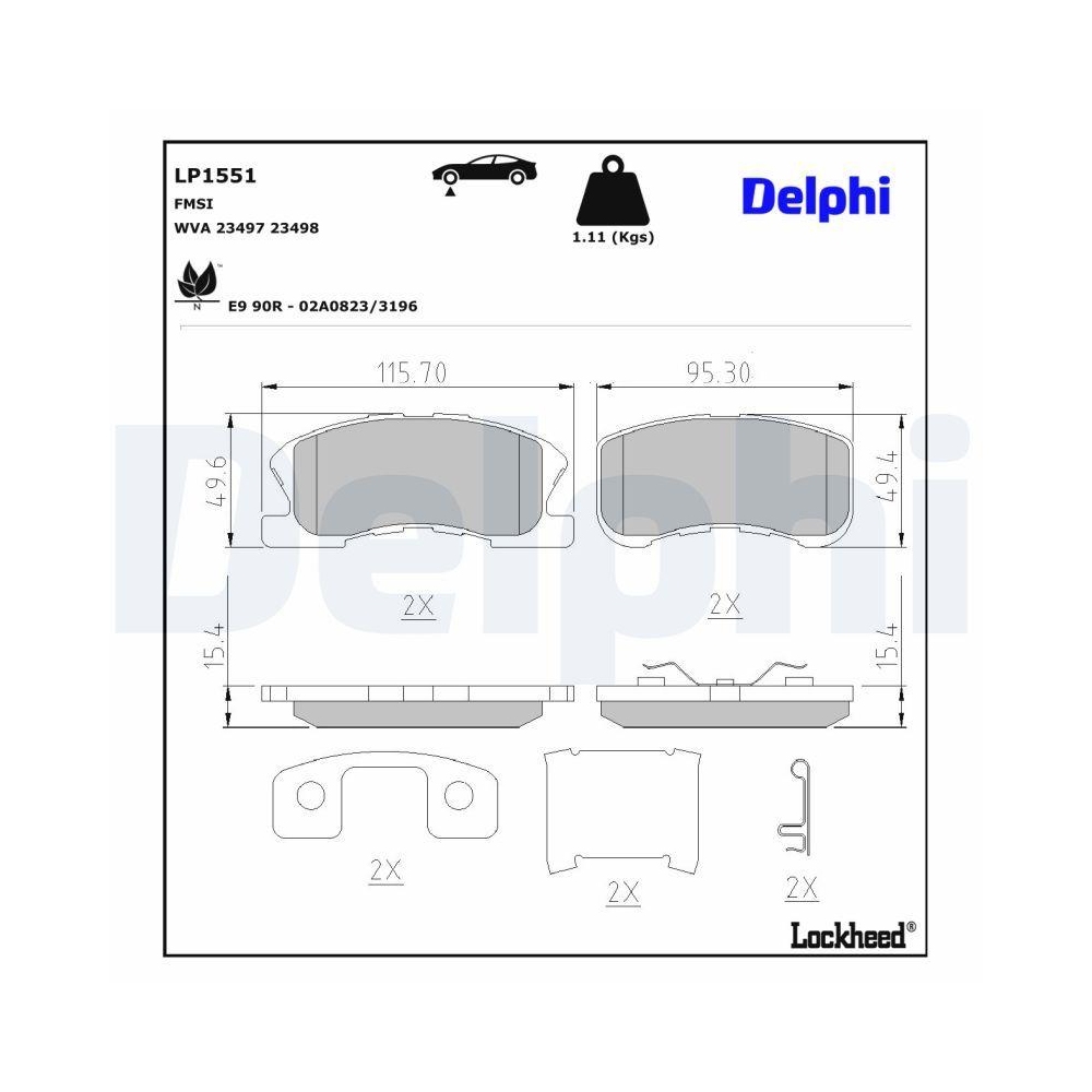 DELPHI LP1551 Bremsbelagsatz, Scheibenbremse für DAIHATSU, Vorderachse