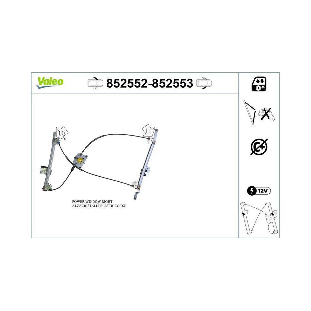 Fensterheber VALEO 852552 für AUDI, vorne links