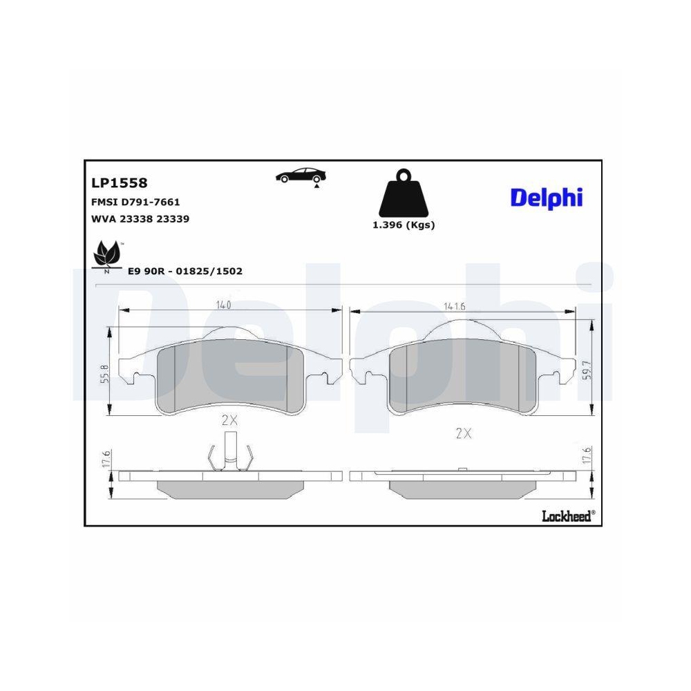 DELPHI LP1558 Bremsbelagsatz, Scheibenbremse f&uuml;r JEEP, Hinterachse