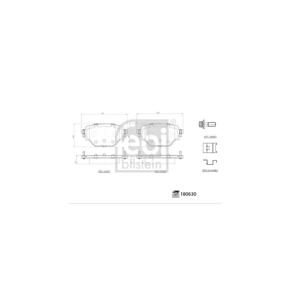 FEBI BILSTEIN Bremsbelagsatz, Scheibenbremse 180630 f&uuml;r CITRO&Euml;N FIAT OPEL JEEP