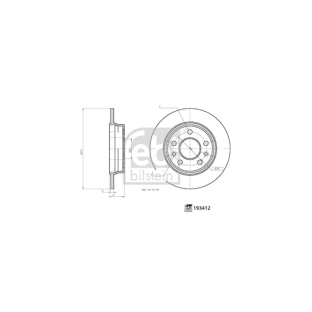 Bremsscheibe FEBI BILSTEIN 193412 f&uuml;r RENAULT, Hinterachse