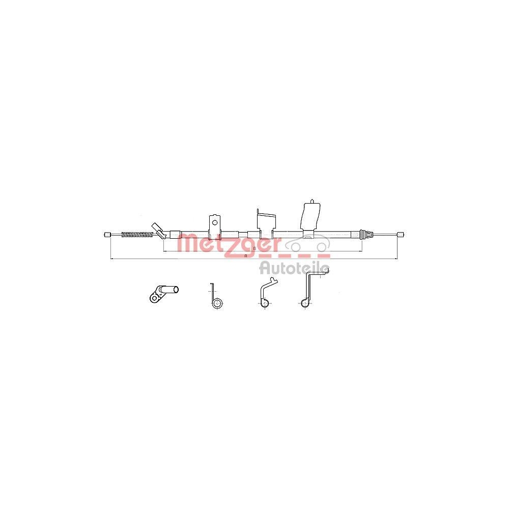 Seilzug, Feststellbremse METZGER 17.0325 f&uuml;r NISSAN, hinten links