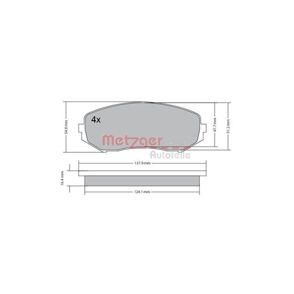 Bremsbelagsatz, Scheibenbremse METZGER 1170357 f&uuml;r SUZUKI, Vorderachse