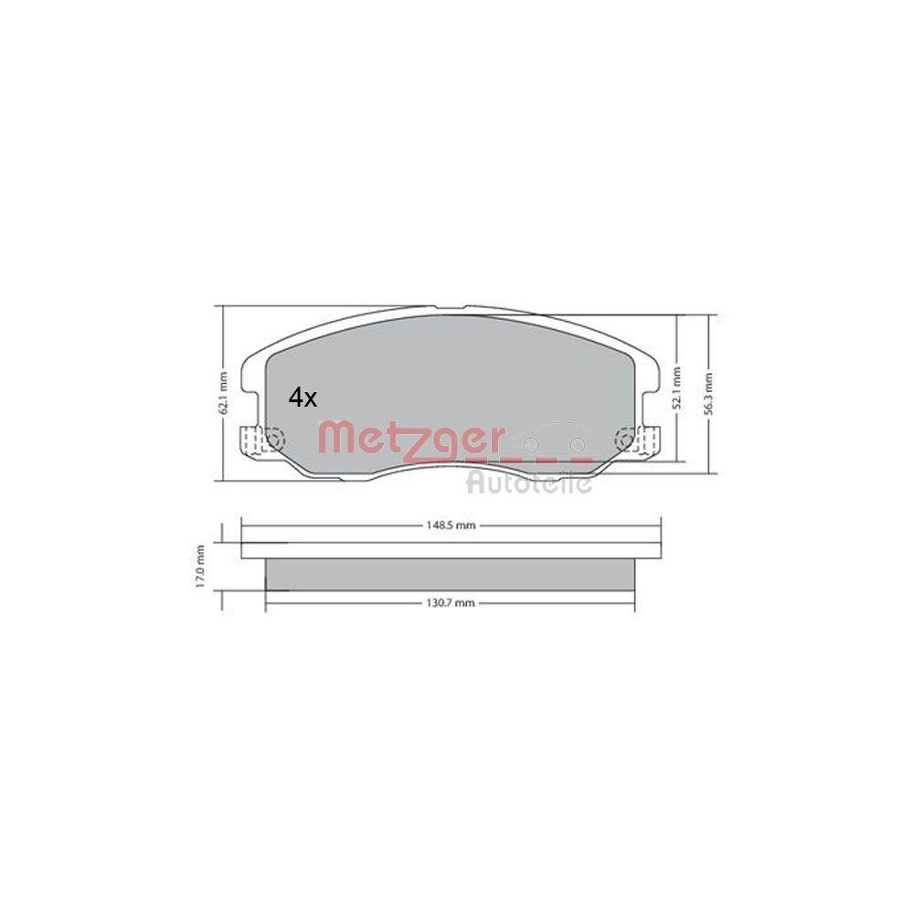 Bremsbelagsatz, Scheibenbremse METZGER 1170358 f&uuml;r OPEL, Vorderachse
