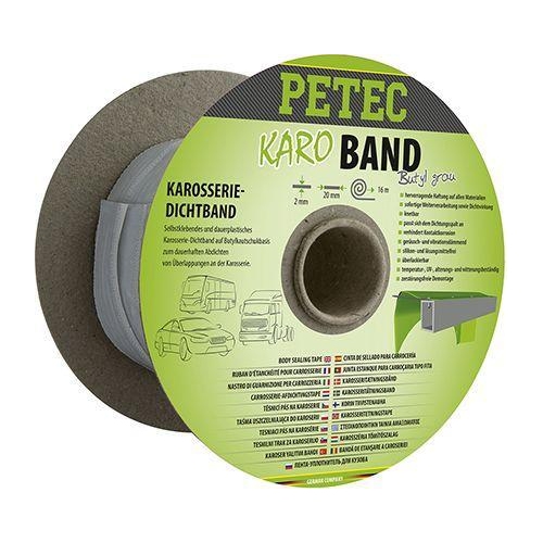 PETEC 5x 87520 Karo Band Karosseriedichtband Butyl Grau 2x20mm x 16m Dichtband