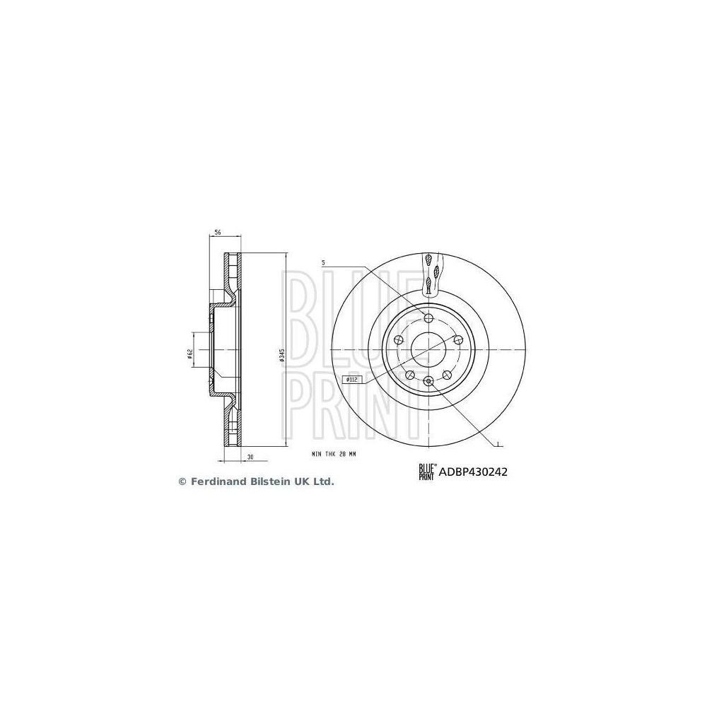 Bremsscheibe BLUE PRINT ADBP430242 für XPENG, Vorderachse links