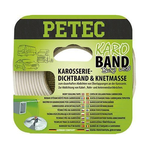 PETEC 3x 87530 Karo Band Karosseriedichtband Butyl Wei&szlig; 2x20mm x 3m Dichtband