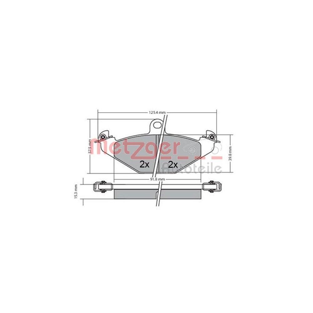 Bremsbelagsatz, Scheibenbremse METZGER 1170362 f&uuml;r RENAULT, Hinterachse