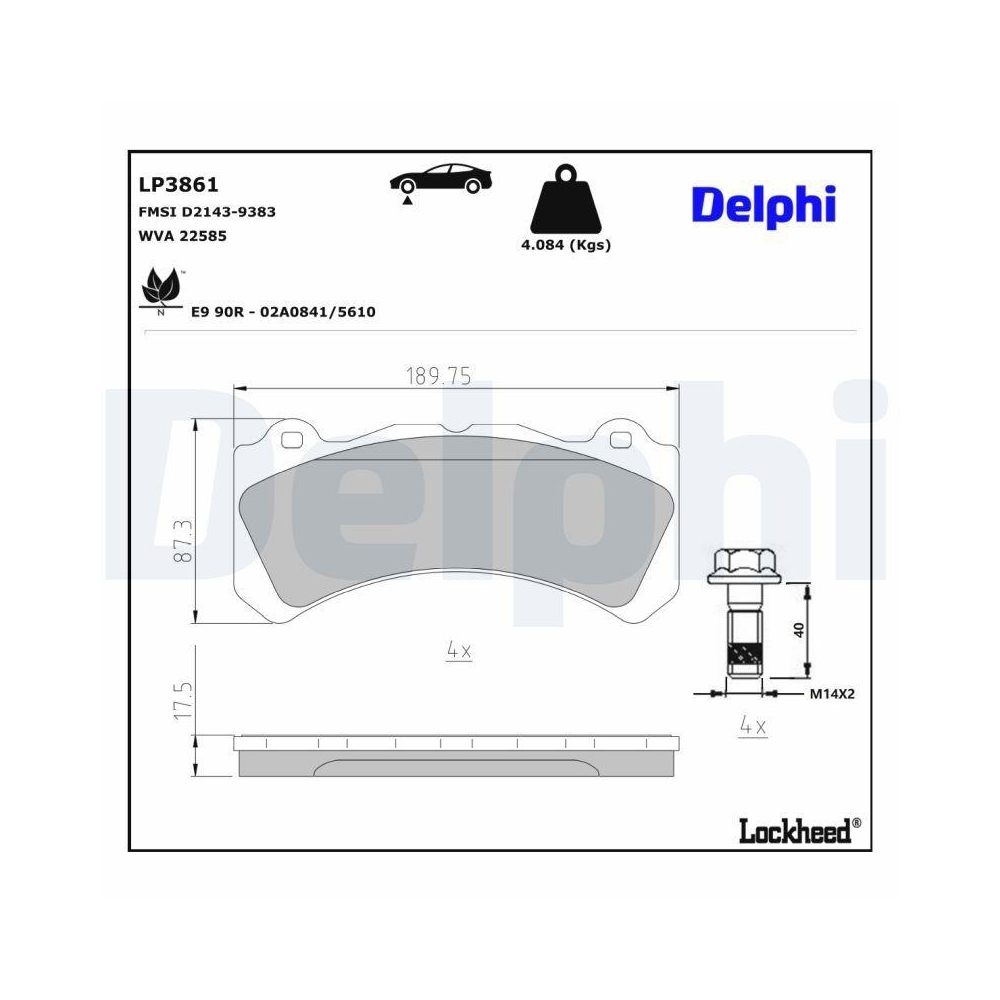 DELPHI LP3861 Bremsbelagsatz, Scheibenbremse f&uuml;r VOLVO VOLVO ASIA, Vorderachse