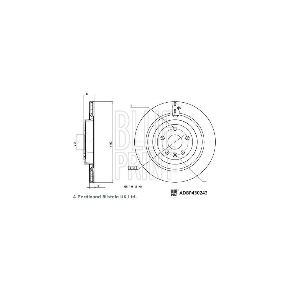 Bremsscheibe BLUE PRINT ADBP430243 für XPENG, Hinterachse links
