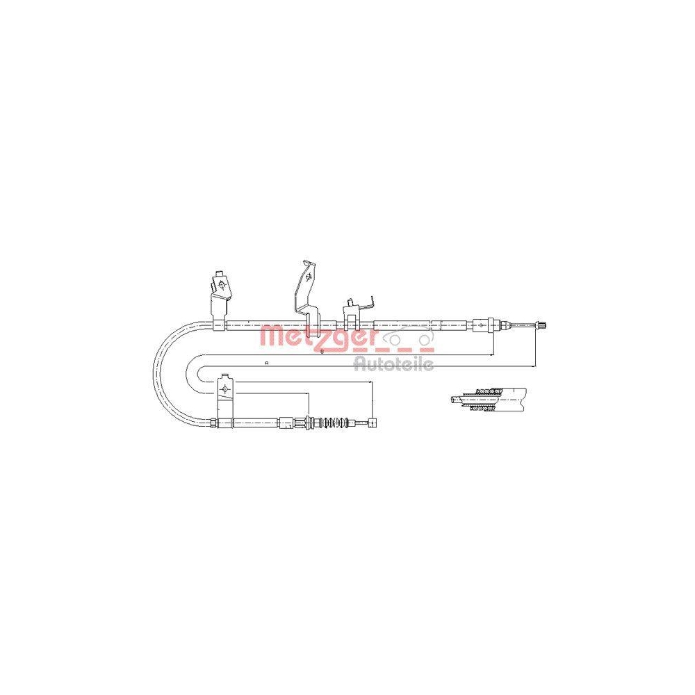 Seilzug, Feststellbremse METZGER 17.0585 f&uuml;r MAZDA, hinten rechts