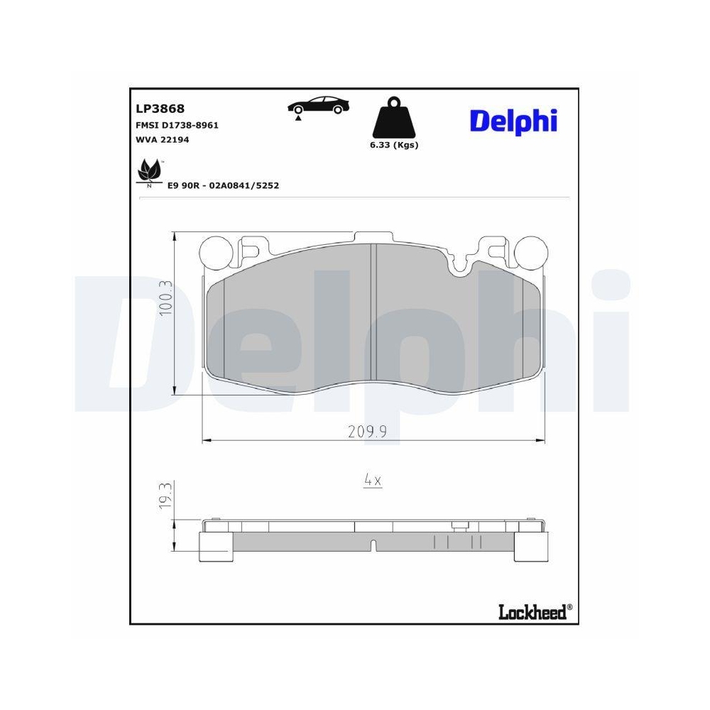 DELPHI LP3868 Bremsbelagsatz, Scheibenbremse f&uuml;r BMW, Vorderachse