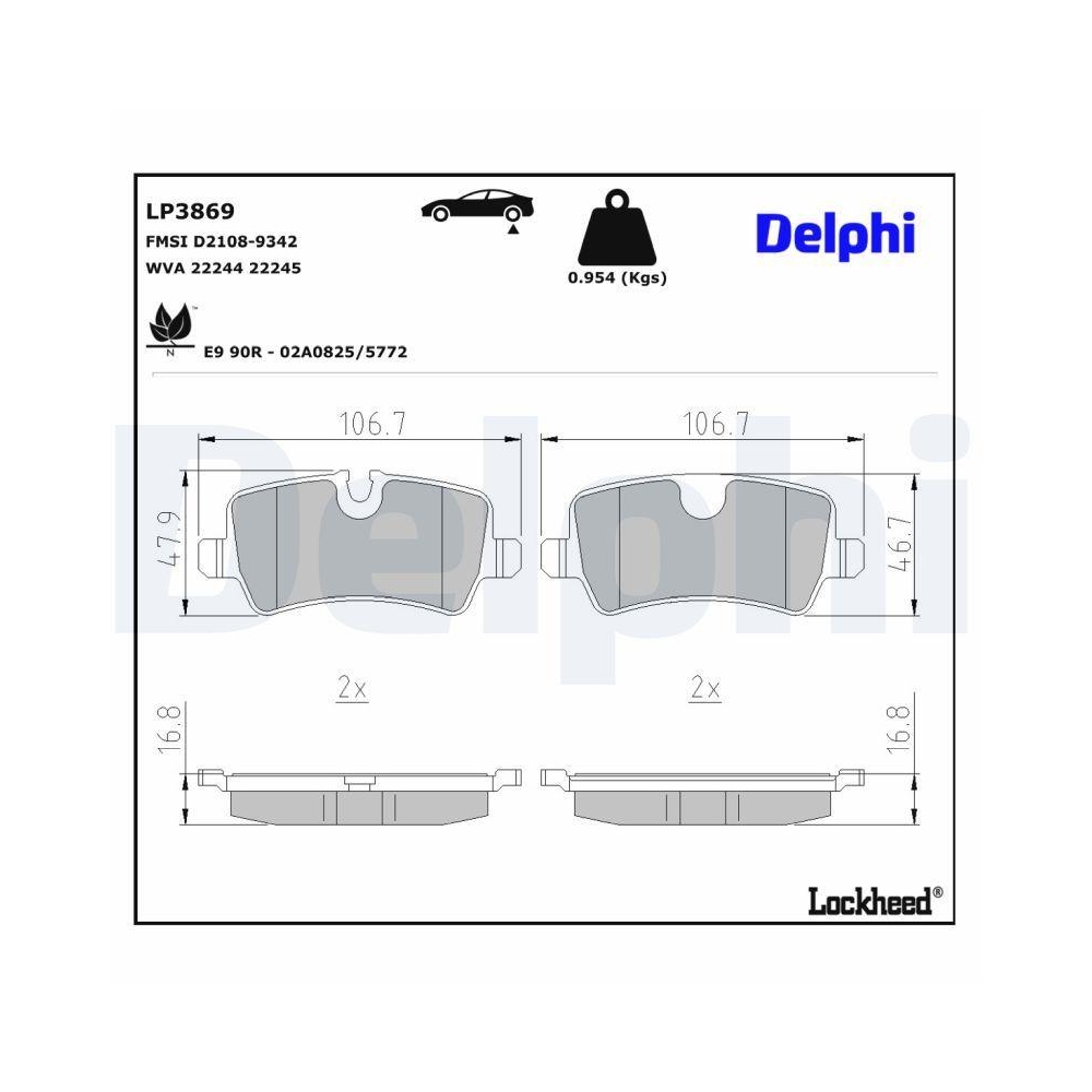 DELPHI LP3869 Bremsbelagsatz, Scheibenbremse f&uuml;r MG ROEWE (SAIC), Hinterachse