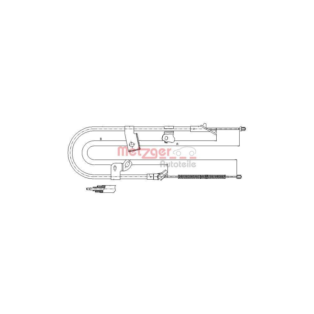 Seilzug, Feststellbremse METZGER 17.1075 f&uuml;r TOYOTA, hinten rechts