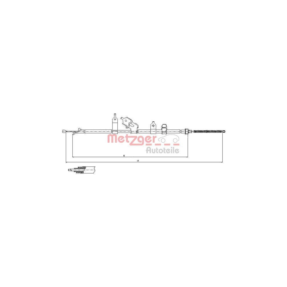 Seilzug, Feststellbremse METZGER 17.1081 f&uuml;r TOYOTA, hinten rechts