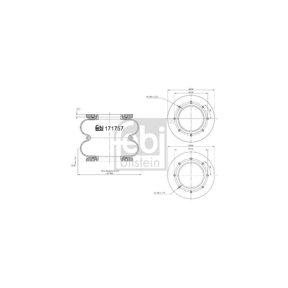 FEBI BILSTEIN Federbalg, Luftfederung 171757 für BPW