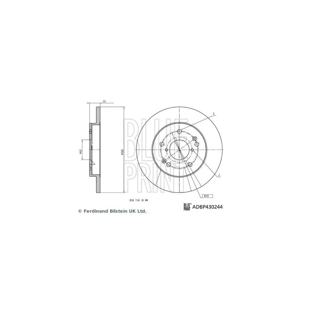 Bremsscheibe BLUE PRINT ADBP430244 für BYD, Hinterachse