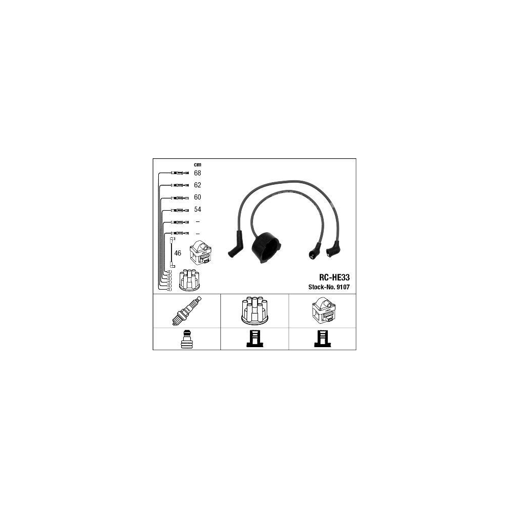 Z&uuml;ndleitungssatz NGK 9107 f&uuml;r HONDA, f&uuml;r Fahrzeuge mit Z&uuml;ndverteiler