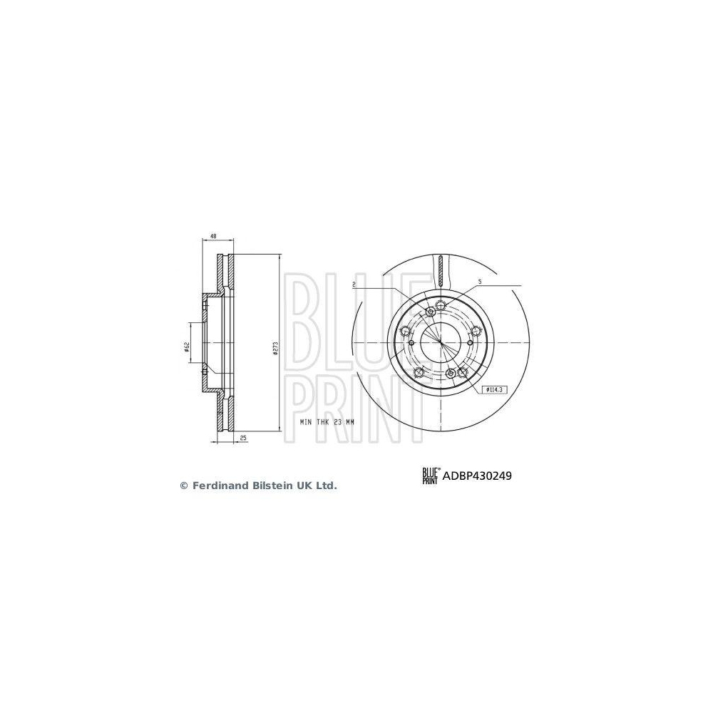 Bremsscheibe BLUE PRINT ADBP430249 f&uuml;r BYD, Vorderachse