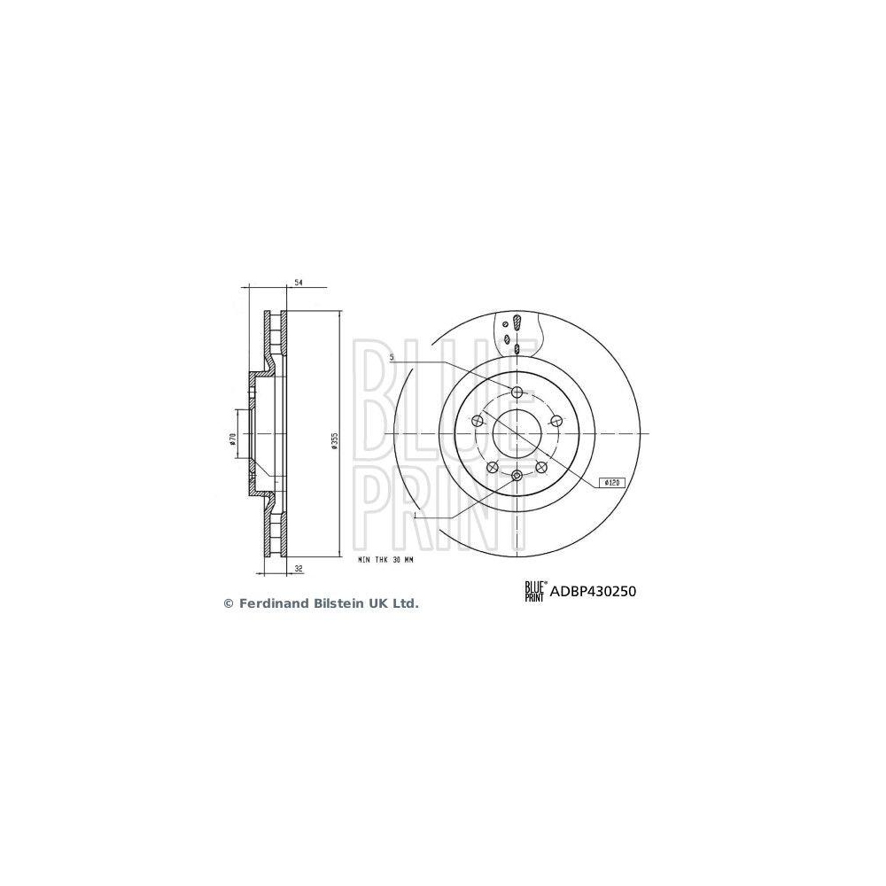Bremsscheibe BLUE PRINT ADBP430250 f&uuml;r NIO, Vorderachse