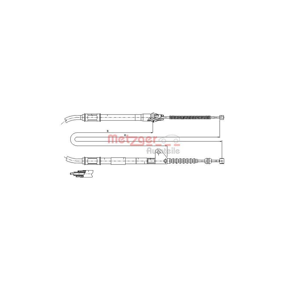 Seilzug, Feststellbremse METZGER 17.1414 f&uuml;r TOYOTA, hinten rechts