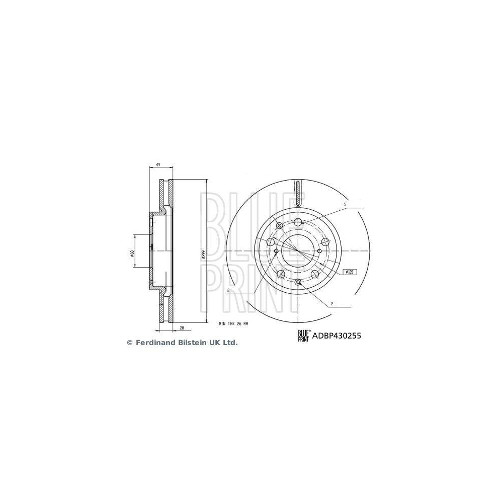 Bremsscheibe BLUE PRINT ADBP430255 für BYD, Vorderachse
