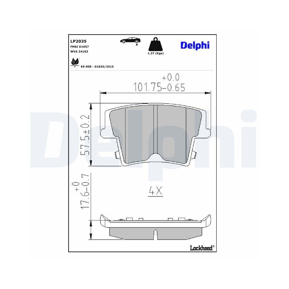 DELPHI LP2035 Bremsbelagsatz, Scheibenbremse f&uuml;r CHRYSLER DODGE LANCIA