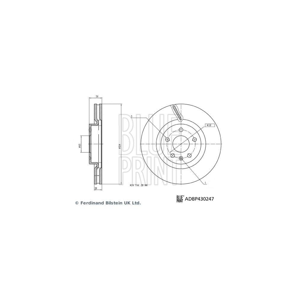 Bremsscheibe BLUE PRINT ADBP430247 f&uuml;r AIWAYS, Vorderachse