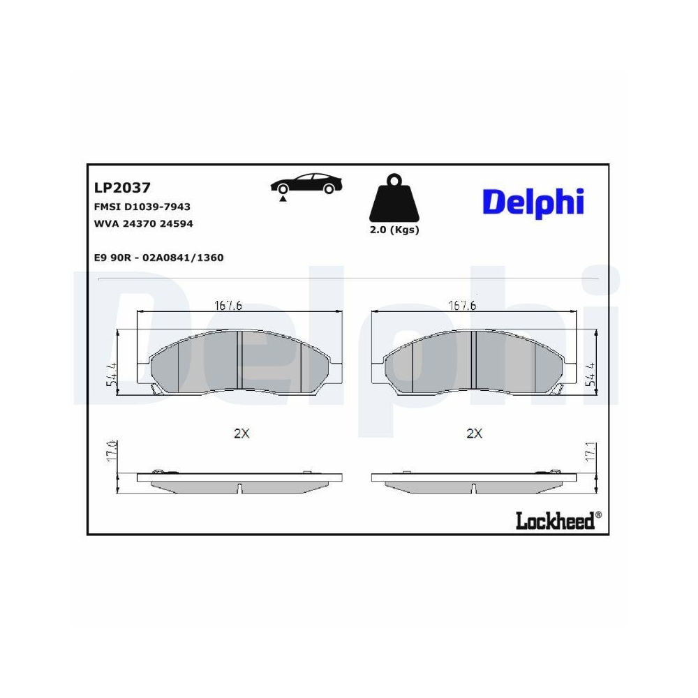 DELPHI LP2037 Bremsbelagsatz, Scheibenbremse f&uuml;r ISUZU, Vorderachse