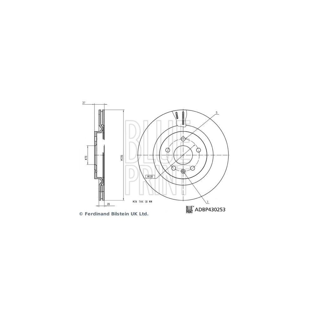 Bremsscheibe BLUE PRINT ADBP430253 f&uuml;r NIO, Hinterachse