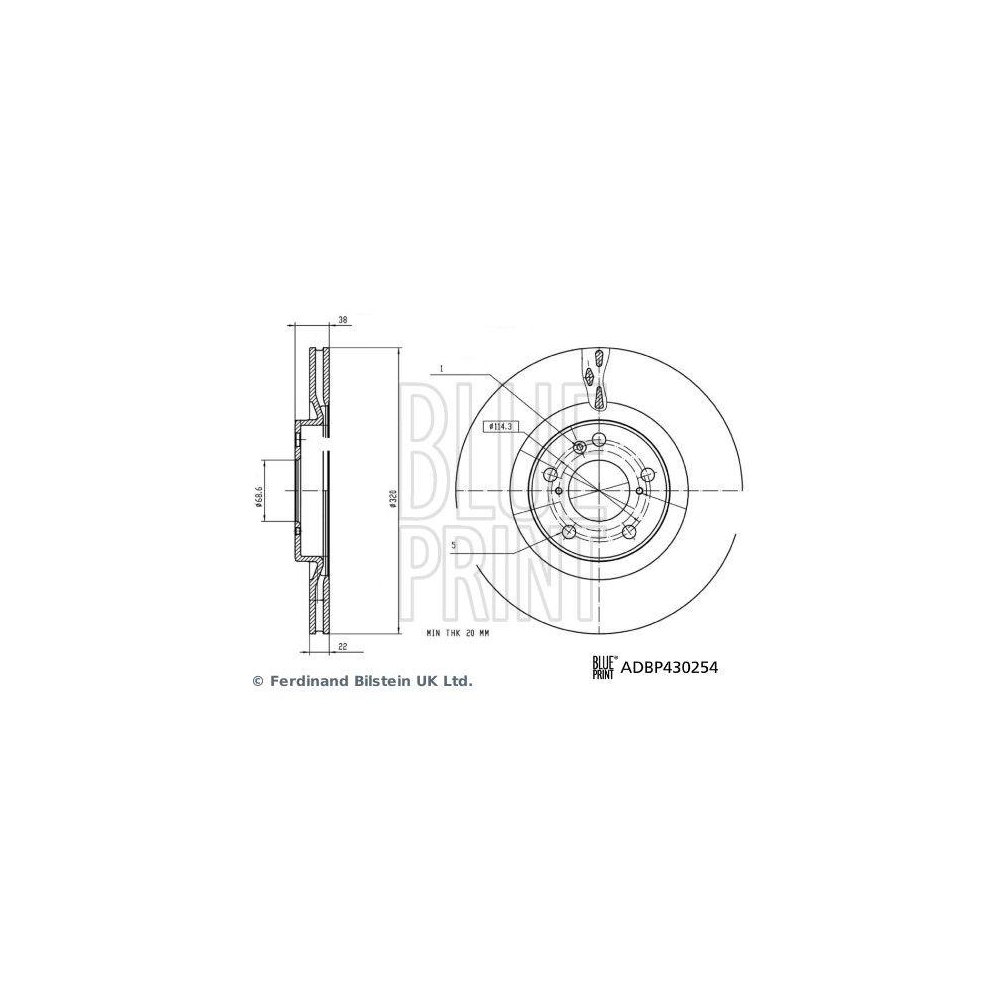 Bremsscheibe BLUE PRINT ADBP430254 f&uuml;r ORA, Vorderachse
