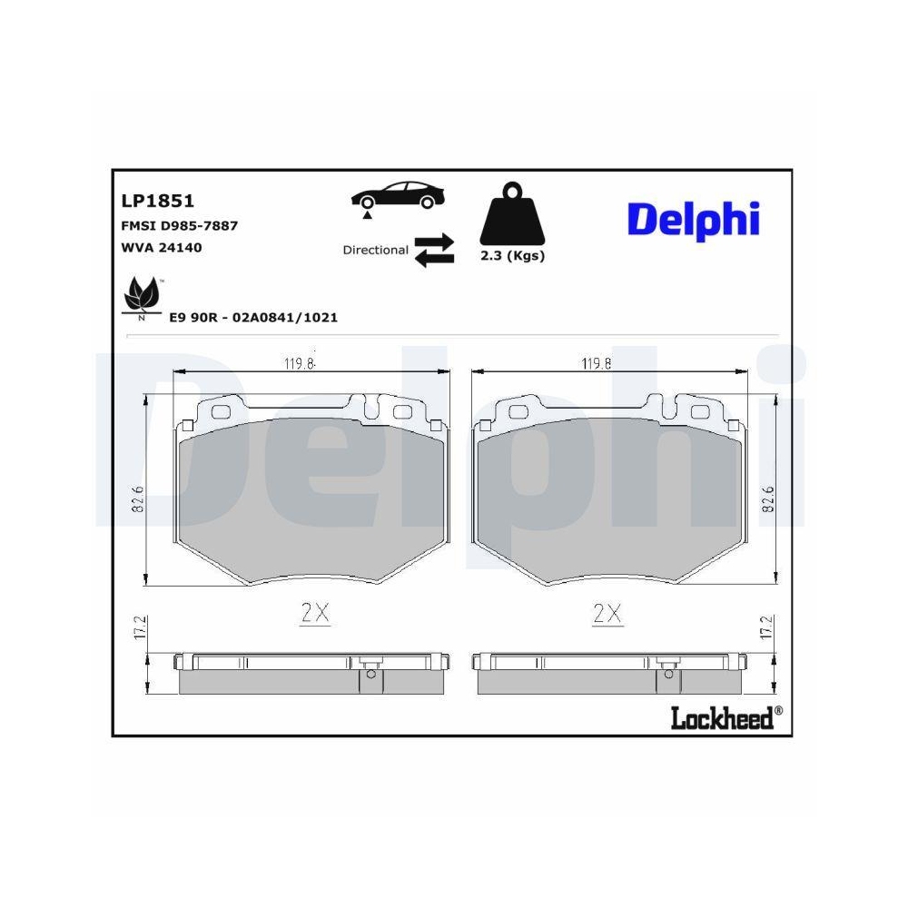DELPHI LP1851 Bremsbelagsatz, Scheibenbremse f&uuml;r MERCEDES-BENZ, Vorderachse