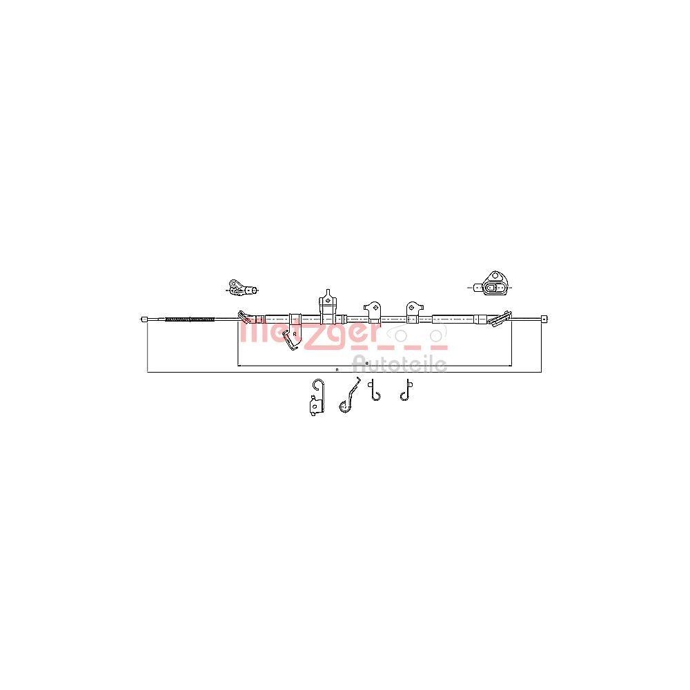 Seilzug, Feststellbremse METZGER 17.1567 f&uuml;r TOYOTA, hinten rechts