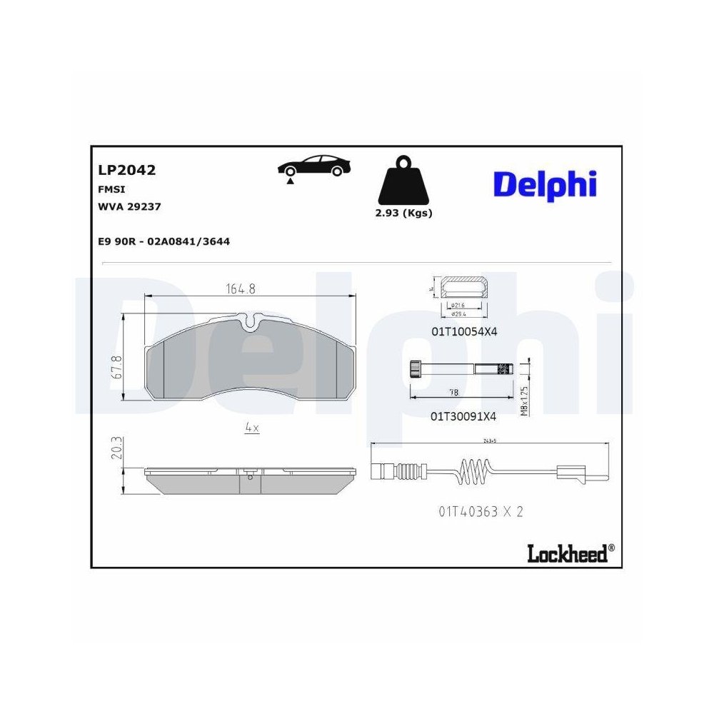 DELPHI LP2042 Bremsbelagsatz, Scheibenbremse f&uuml;r MERCEDES-BENZ, Vorderachse
