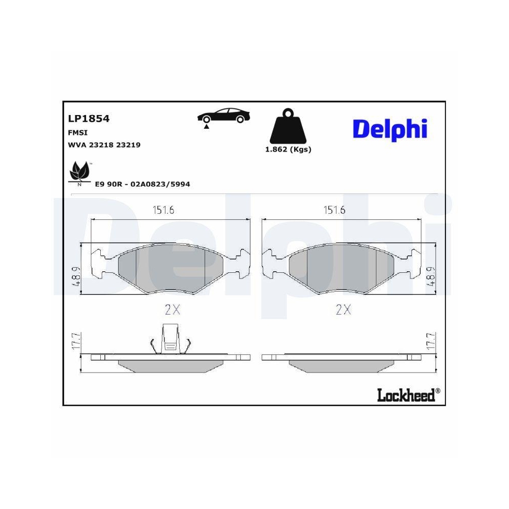DELPHI LP1854 Bremsbelagsatz, Scheibenbremse für FIAT, Vorderachse
