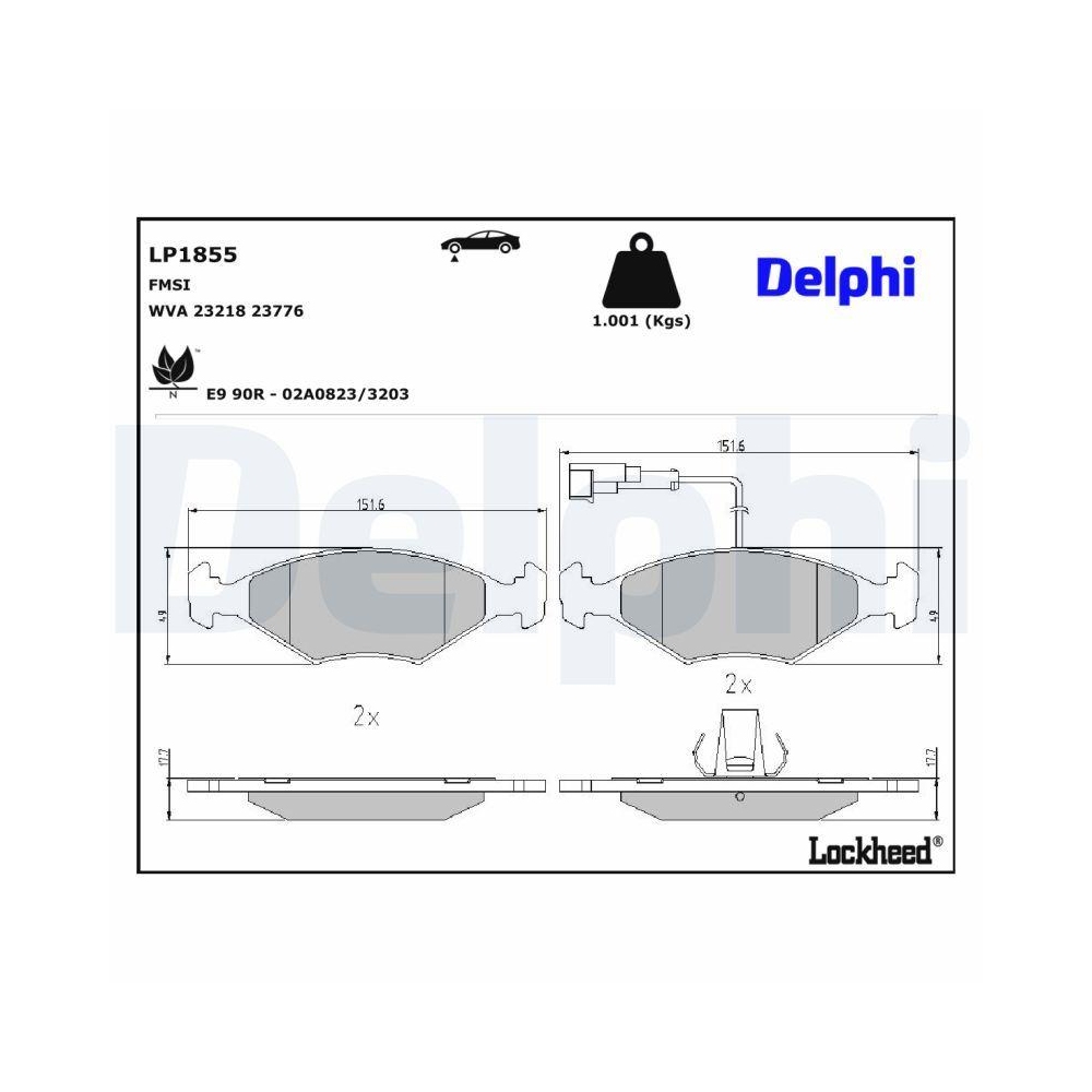 DELPHI LP1855 Bremsbelagsatz, Scheibenbremse für FIAT LANCIA, Vorderachse
