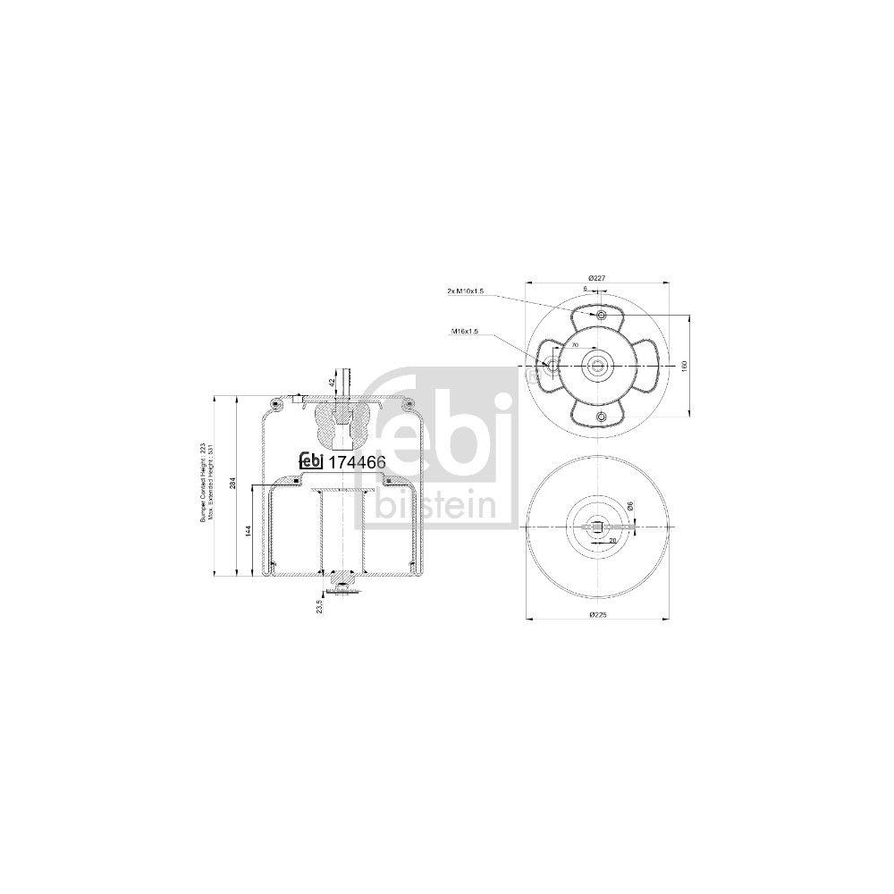 Federbalg, Luftfederung FEBI BILSTEIN 174466 für VOLVO, Vorderachse
