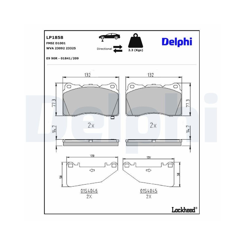 DELPHI LP1858 Bremsbelagsatz, Scheibenbremse f&uuml;r MITSUBISHI OPEL SUBARU VAUXHALL
