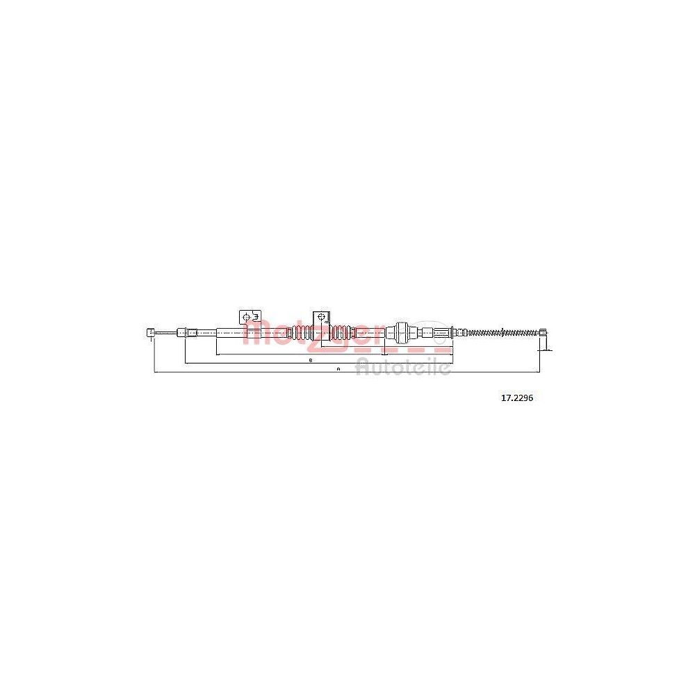 Seilzug, Feststellbremse METZGER 17.2296 f&uuml;r MITSUBISHI, hinten rechts