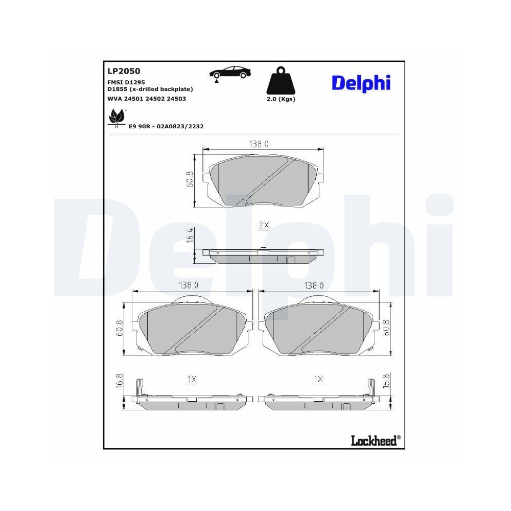DELPHI LP2050 Bremsbelagsatz, Scheibenbremse f&uuml;r HYUNDAI KIA HYUNDAI (BEIJING)
