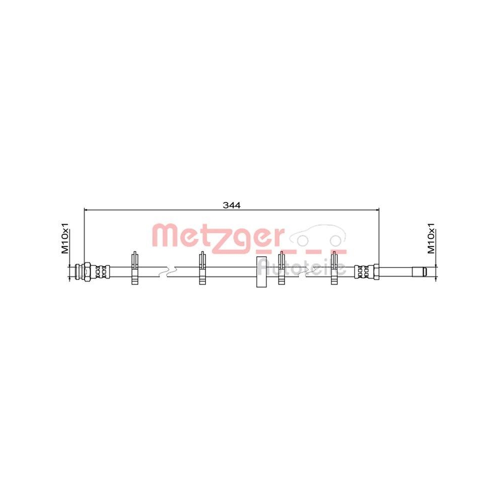 Bremsschlauch METZGER 4111499 GREENPARTS f&uuml;r IVECO, Hinterachse links, au&szlig;en