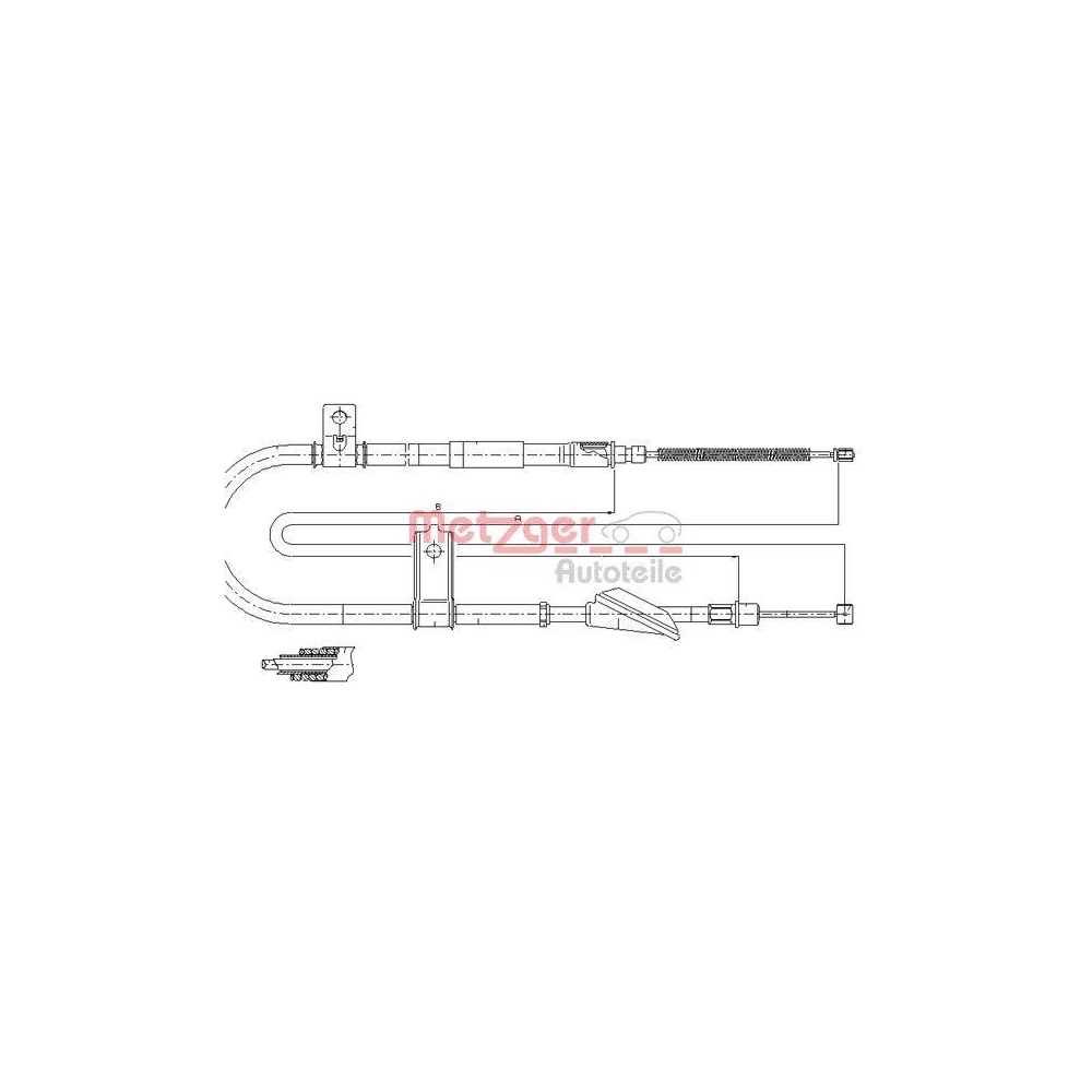 Seilzug, Feststellbremse METZGER 17.2514 f&uuml;r HYUNDAI, hinten rechts
