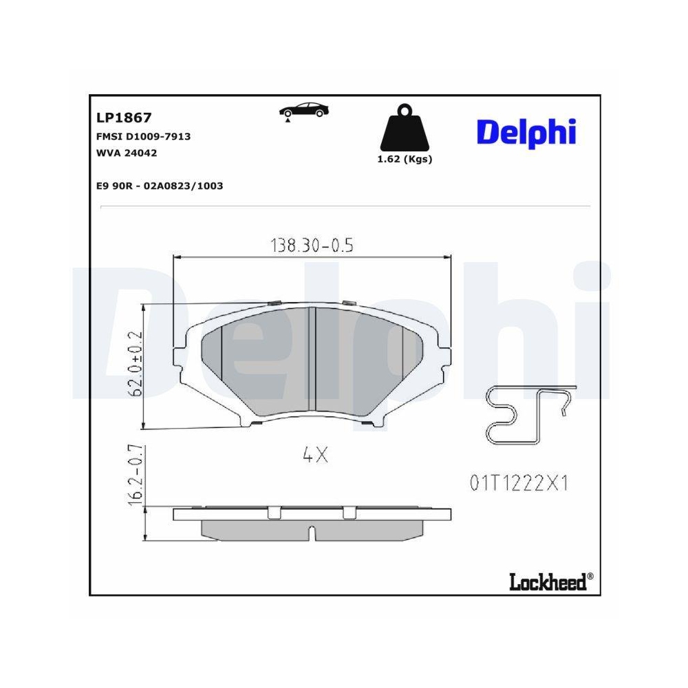 DELPHI LP1867 Bremsbelagsatz, Scheibenbremse f&uuml;r MAZDA, Vorderachse