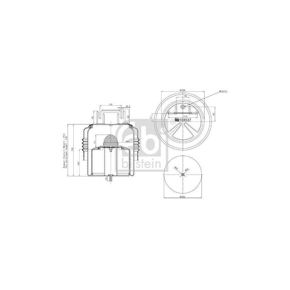 Federbalg, Luftfederung FEBI BILSTEIN 104537 für VOLVO, Vorderachse