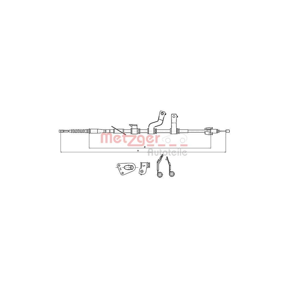 Seilzug, Feststellbremse METZGER 17.2579 f&uuml;r HYUNDAI, hinten links