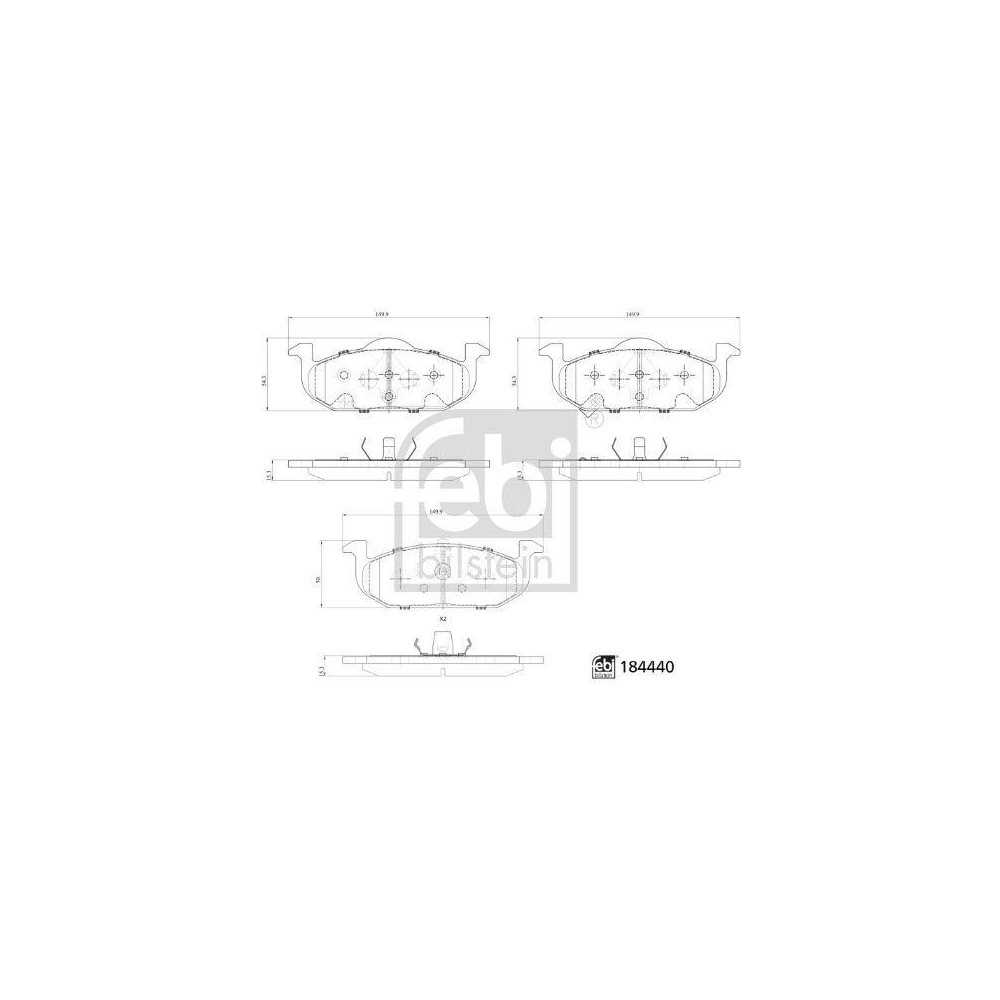 Bremsbelagsatz, Scheibenbremse FEBI BILSTEIN 184440 f&uuml;r MG, Vorderachse