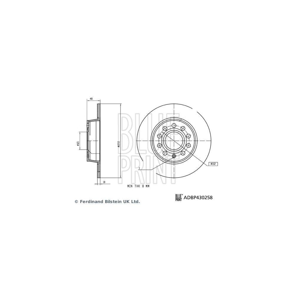 Bremsscheibe BLUE PRINT ADBP430258 f&uuml;r MG ROEWE (SAIC), Hinterachse
