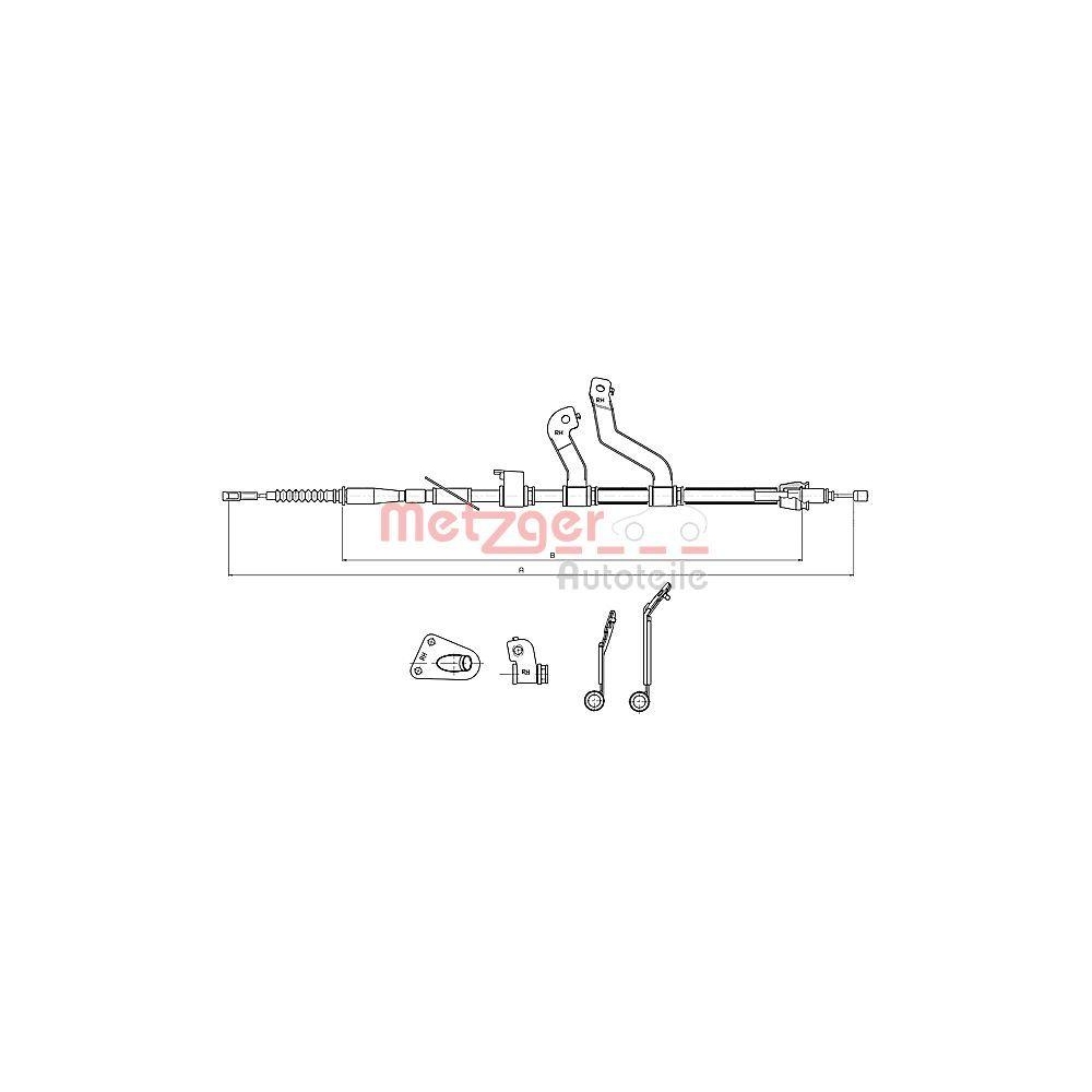 Seilzug, Feststellbremse METZGER 17.2580 f&uuml;r HYUNDAI, hinten rechts