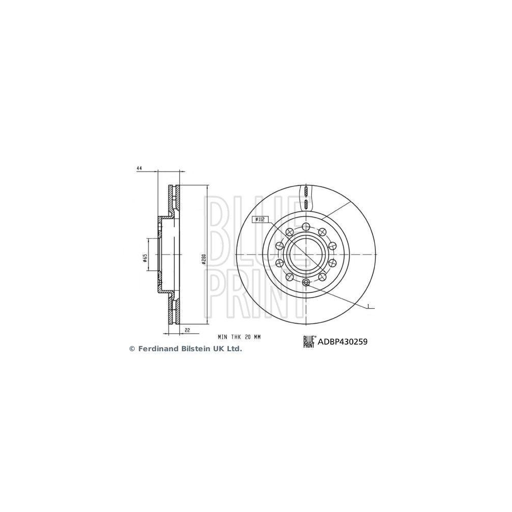 Bremsscheibe BLUE PRINT ADBP430259 f&uuml;r MG ROEWE (SAIC), Vorderachse
